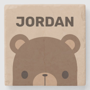 Dessous-de-verre En Pierre Petit ours Brown mignon avec nom personnalisé