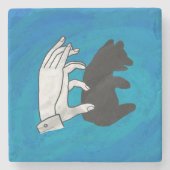 Dessous-de-verre En Pierre Petit Ours Ombre Sur Bleu (Devant)