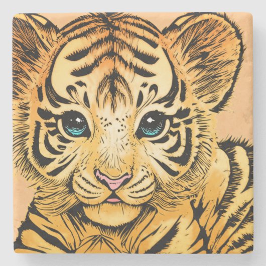 DESSOUS-DE-VERRE EN PIERRE PETIT TIGER (Devant)