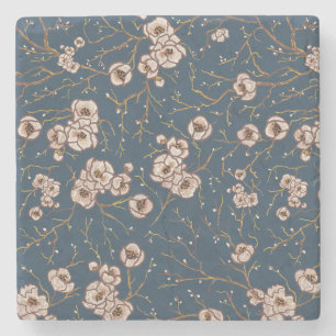Dessous-de-verre En Pierre Petites fleurs bleu clair motif
