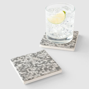 Dessous-de-verre En Pierre Petits carrés serrés dans les tons gris pour être