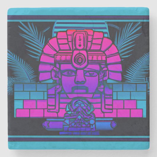 Dessous-de-verre En Pierre Pharaon Synthwave (Devant)