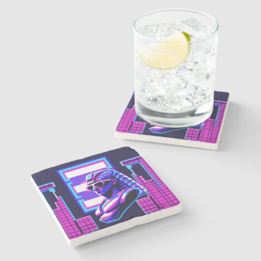 Dessous-de-verre En Pierre Pharaon Synthwave (Côté)