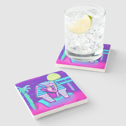 Dessous-de-verre En Pierre Pharaon Synthwave (Côté)