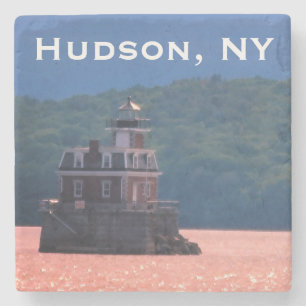 Dessous-de-verre En Pierre Phare d'Hudson Athens - Lumière de la ville d'Huds