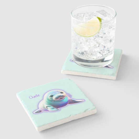 Dessous-de-verre En Pierre Phoque pour bébé (Côté)