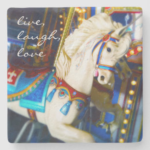 Dessous-de-verre En Pierre Photo Cheval du Carrousel Blanc Citation d'amour R