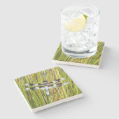 Dessous-de-verre En Pierre Photo de libellule d'écrémage blanc commun (Côté)