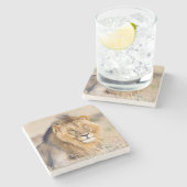 Dessous-de-verre En Pierre Photo de lion majestueuse (Côté)