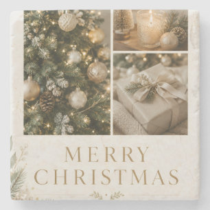 Dessous-de-verre En Pierre Photo de Noël personnalisé en famille