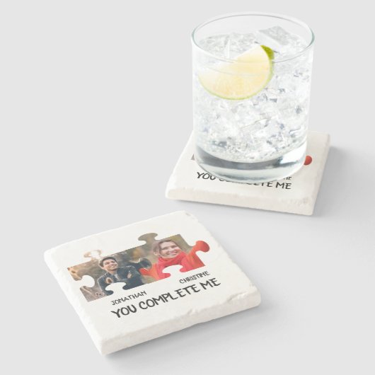 Dessous-de-verre En Pierre Photo de pièce de puzzle personnalisée Vous me com (Côté)