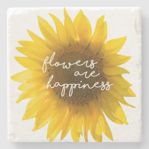 Dessous-de-verre En Pierre Photo de tournesol réel Champ Fleurs sont bonheur