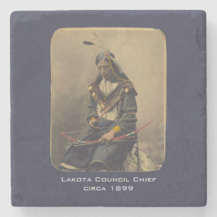 Dessous-de-verre En Pierre Photo vintage Native American Lakota Indian Chief