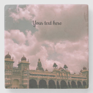 Dessous-de-verre En Pierre Photographie du palais de Mysore avec nuages perso