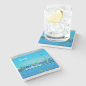 Dessous-de-verre En Pierre Photographie moderne d'aquarelle d'horizon de (Côté)