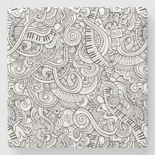 Dessous-de-verre En Pierre Piano cool et Thème musical clavier (Devant)