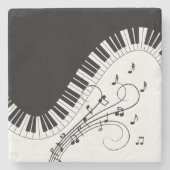 Dessous-de-verre En Pierre Piano Keyboard Music Design (Devant)