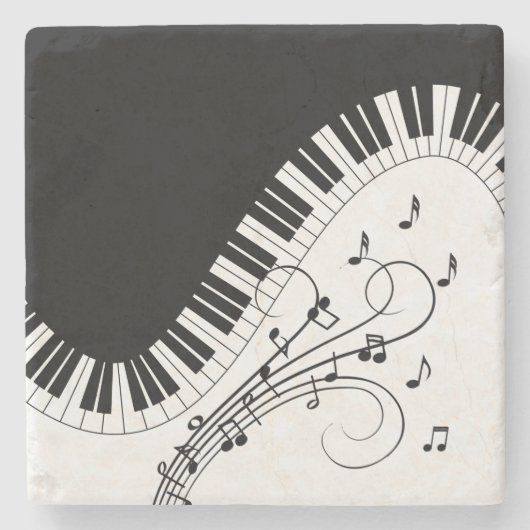 Dessous-de-verre En Pierre Piano Keyboard Music Design (Devant)