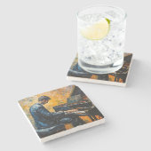 Dessous-de-verre En Pierre Piano Player - Peinture à l'huile (Côté)