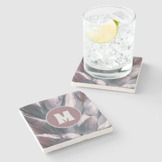 Dessous-de-verre En Pierre Pics de ananas peints en argent uniques abstraits