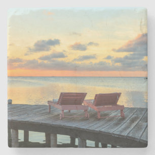 Dessous-de-verre En Pierre Pier surplombe l'océan, Belize