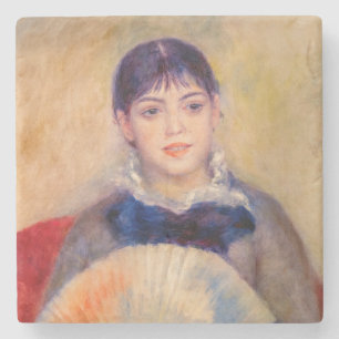 Dessous-de-verre En Pierre Pierre-Auguste Renoir - Fille avec un ventilateur