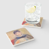 Dessous-de-verre En Pierre Pierre-Auguste Renoir - Fille avec un ventilateur (Côté)