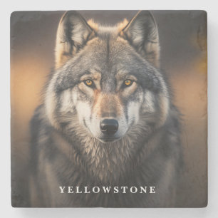 Dessous-de-verre En Pierre Pierre de marbre Dessous de verre-loup de Yellowst