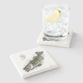 Dessous-de-verre En Pierre Pierre de poisson de basse monogramme (Côté)