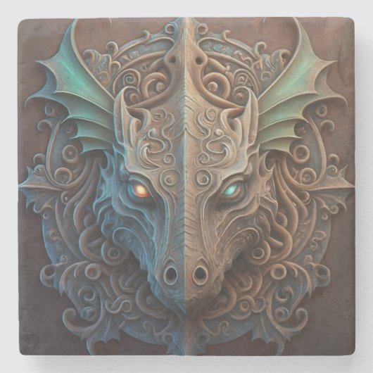 Dessous-de-verre En Pierre Pierre médiévale Gargoyle Dragon Carturage (Devant)