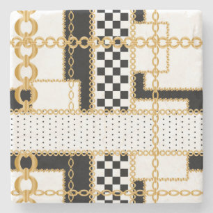 Dessous-de-verre En Pierre Pierres précieuses, chaînes d'or, motif sans soudu
