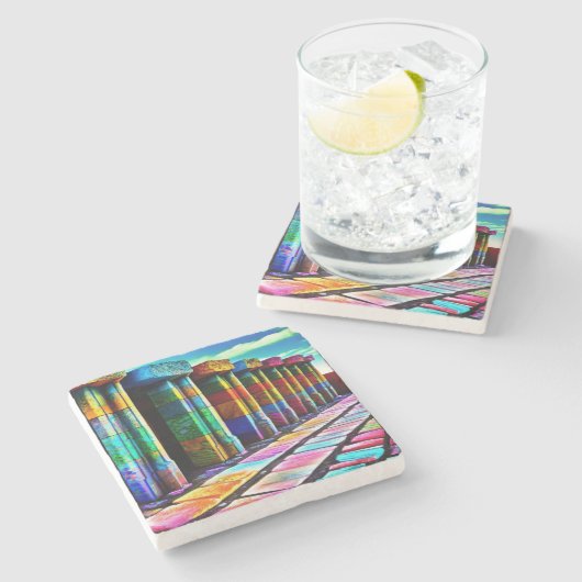 Dessous-de-verre En Pierre Pierres psychédéliques (Côté)