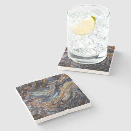 Dessous-de-verre En Pierre Pietersite à taches noires (Côté)