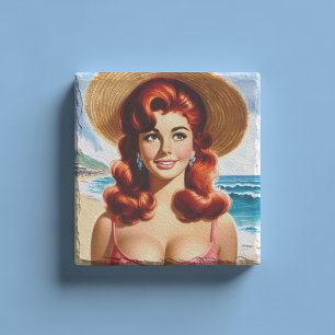 Dessous-de-verre En Pierre Pin-up d'été vintage