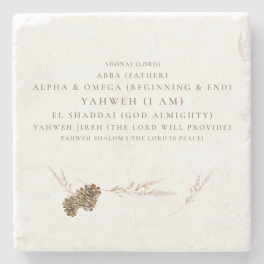 Dessous-de-verre En Pierre Pine ConesLes noms de Dieu chrétien (Devant)