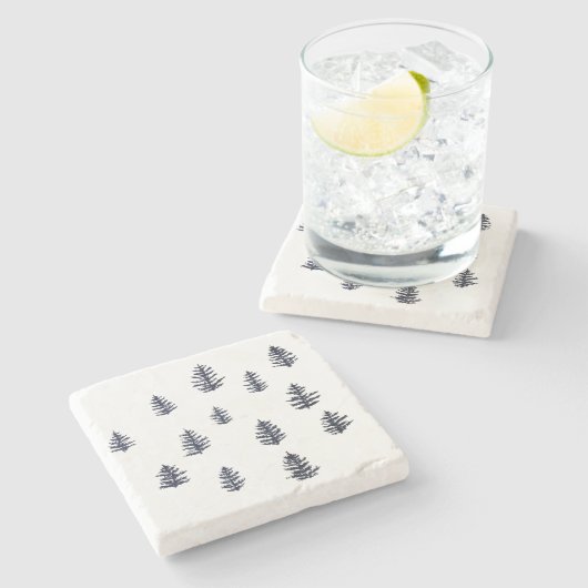 Dessous-de-verre En Pierre Pine Tree Aquarelle Marbre Pierre Dessous de verre (Côté)