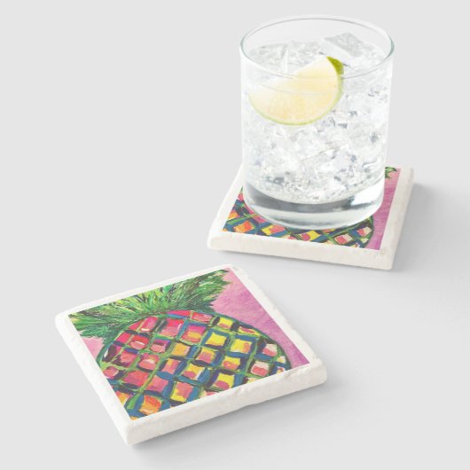 Dessous-de-verre En Pierre Pineappy Drink Coasters (Côté)