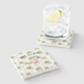 Dessous-de-verre En Pierre Pink Flamingo Palm Trees (Côté)