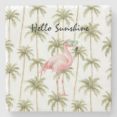 Dessous-de-verre En Pierre Pink Flamingo Palm Trees (Devant)