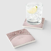 Dessous-de-verre En Pierre Pink Flower Stone Coaster (Côté)