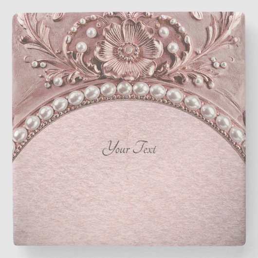 Dessous-de-verre En Pierre Pink Flower Stone Coaster (Devant)