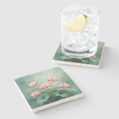 Dessous-de-verre En Pierre Pink Lotus Artwork  (Côté)