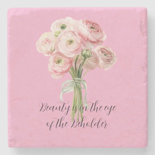 Dessous-de-verre En Pierre Pink Ranunculus Flowers   (Devant)