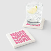 Dessous-de-verre En Pierre Pink Retro Super Mama Mère Mère Fête Maman (Côté)