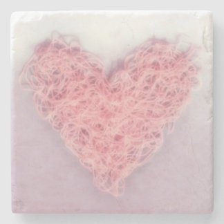 Dessous-de-verre En Pierre Pink Valentine’s Day Woolen Yarn Tricot Heart