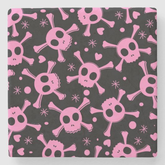 Dessous-de-verre En Pierre Pirate Skull : Girlish Hearts Motif (Devant)