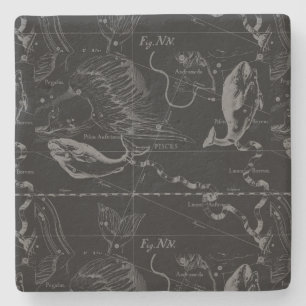 Dessous-de-verre En Pierre Pisces Constellation Map par Hevelius 1690