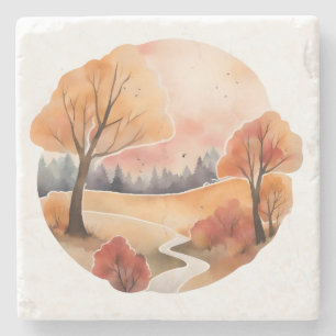Dessous-de-verre En Pierre Piste d'automne dorée