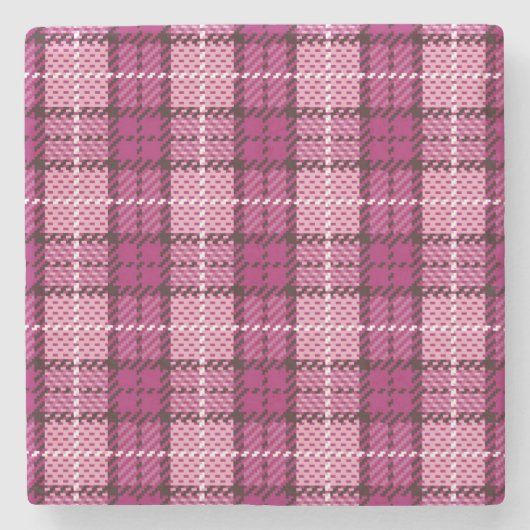Dessous-de-verre En Pierre Pixel Plaid_Magenta-Black (Devant)