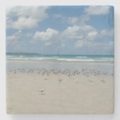 Dessous-de-verre En Pierre Plage avec mouettes (Devant)